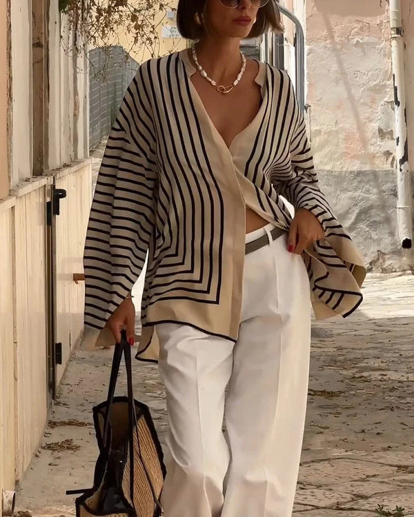 Liberty Striped Relaxed Wrap Shirt